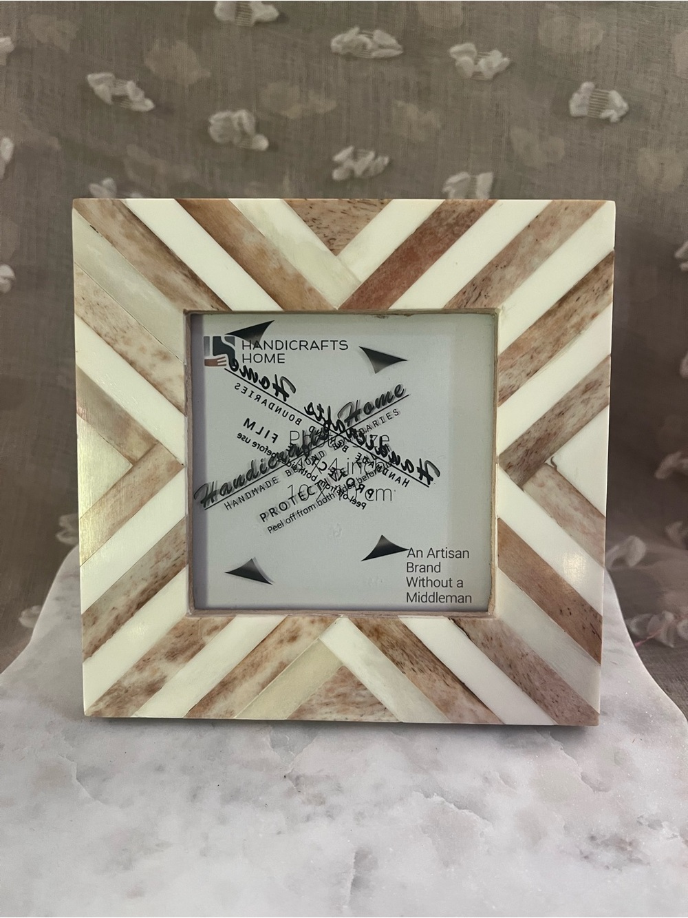 Cream and Brown marbled chevron Photo Frame